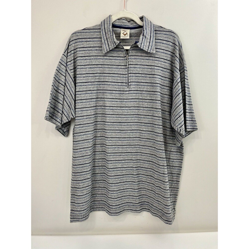 Homegrown Cotton Polo Stripe Shirt Mens XL Green South Carolina Short Sleeve USA